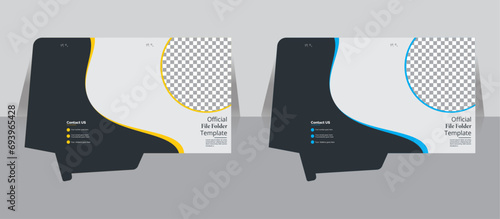Business presentation folder template for corporate office Document folder design, cover design background for business design, with blue, yellows and black color 