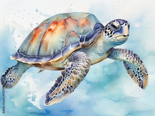 acuarela tortuga marina