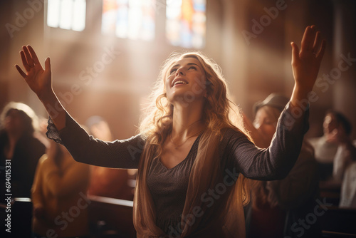 Spiritual Elevation: Beautiful Lady in Church