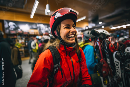Content Woman Shops for Ski Adventure