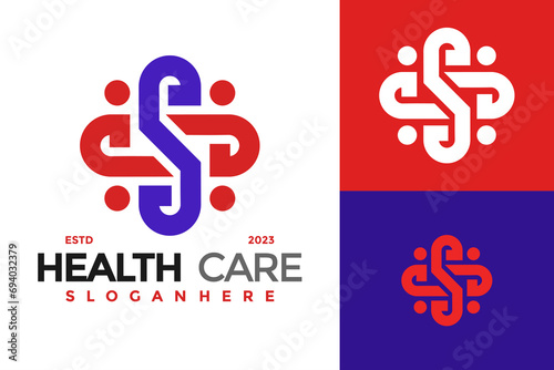 Letter S Health Care Logo design vector symbol icon illustration