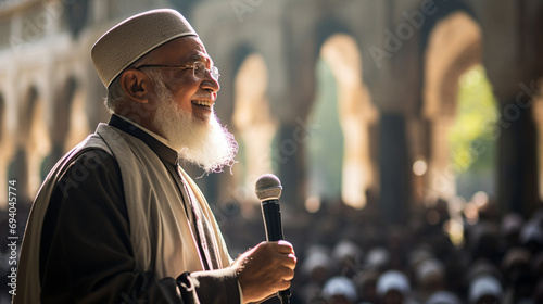 A muezzin calling the faithful to prayer.