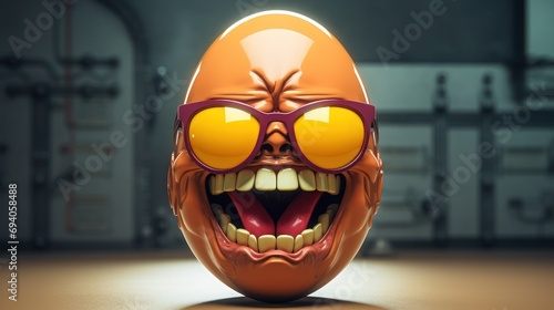 3D illustration of a child's toy of a silly Easter egg that always wins the egg fight