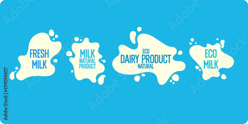 The original concept poster for milk advertising. Vector illustration in a flat style. A set of vector elements.