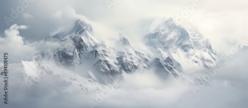 Mountain snowstorm in the Dolomites, Veneto, Italy, viewed from Rifugio Lagazuoi in Cortina D'ampezzo.