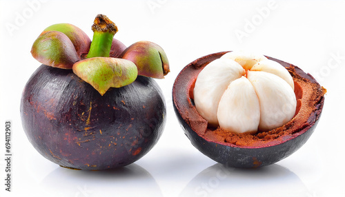 Fresh mangosteen on white background