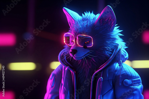 2077 Neon LoneWolf Furry Portrait