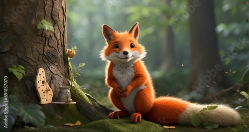 Deep within the woodland, a sly fox and a chatty squirrel engage in a lively exchange about their dreams. The fox Generative AI