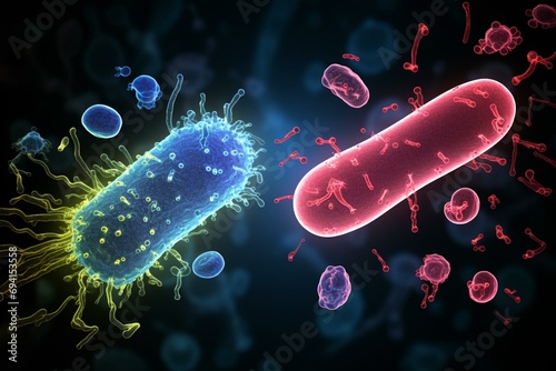 Definition of two bacteria types: helpful and detrimental. Generative AI
