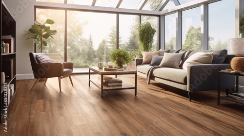Luxury Vinyl Plank Flooring with a realistic wood grain texture, capturing the warmth and natural beauty of hardwood in a durable and versatile vinyl format