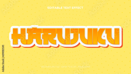 Orange yellow and white harajuku 3d editable text effect - font style. Japan japanese text effect