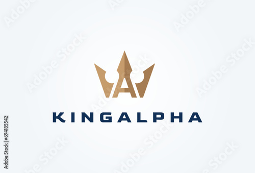 Initial A Crown logo, letter A with Crown combination, Flat Vector Logo Design Template element, vector illustration