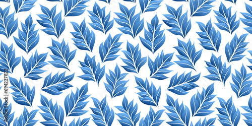 Abstract leaves seamless background in blue colors. Stock vector illustration for wrapping paper.