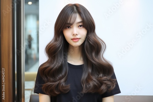 wave korean hairstyle. Generative AI
