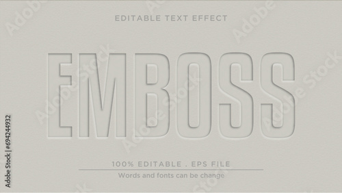 Embossed 3d editable text effect. Emboss text effect mockup template