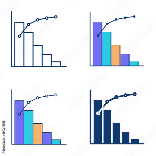 Pareto chart and principle icon set