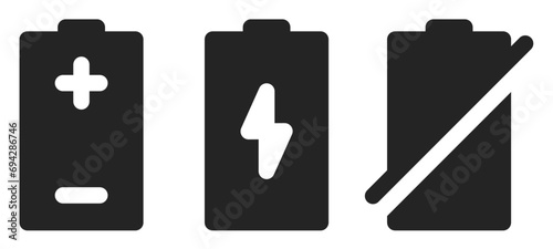 battery icon vector set. silhouette. Black
