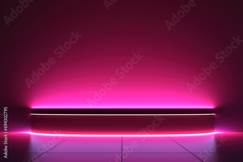 Vibrant pink neon light podium for product display
