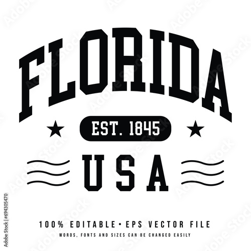 florida text effect vector. Editable college t-shirt design printable text effect vector 