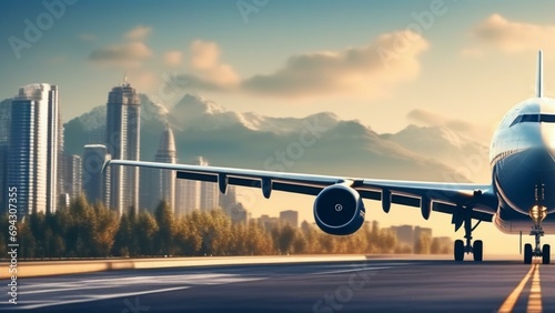 travel airplane landing in beautiful city cinematic wallpaper