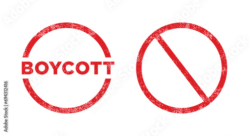 Prohibited circle sign. Boycott red stamp icon vector illustration in transparent background fit for watermark boycott product