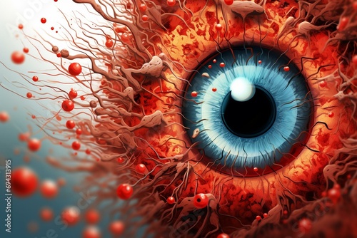 Illustration of diabetic eye disease without cell proliferation. Generative AI