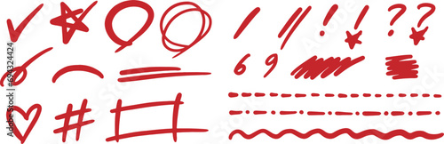 빨간펜 체크 메모, 손그림, 손글씨, simple hand-written red check memo