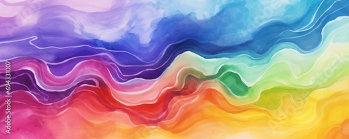 Watercolor abstract vivid rainbow pattern. Happy pride month. Pride abstract background, hand drown effect. Rainbow background. Generative AI 