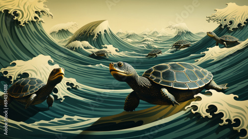 A graceful reptile and majestic mammal, the sea turtle glides through the ocean with the same elegance as its land-dwelling cousin, the tortoise