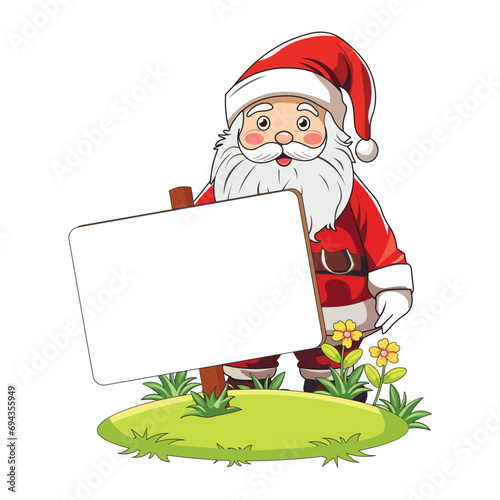 Santa clauses with white board vector and illustration