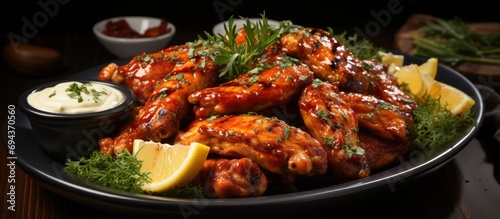 Buffalo chicken wings with sauce
