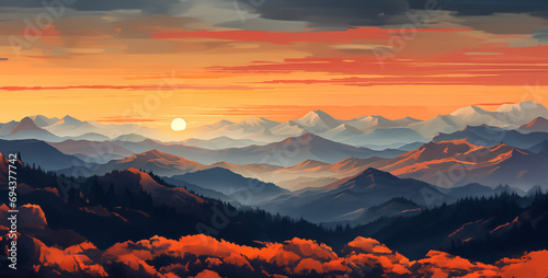 sunrise over the mountains, sunrise in the mountains, sunset in the mountains, 
