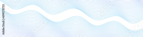 Abstract background with waves for banner. Web banner size. Vector background with lines. Element for design isolated on white. Blue. Water, ocean