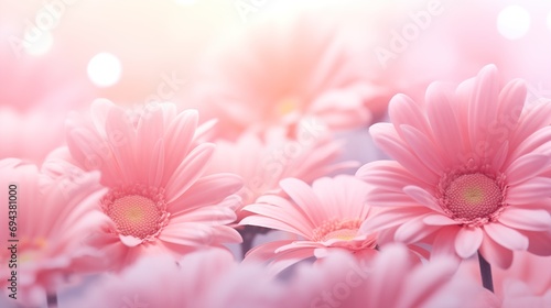 Happy valentine's day, Close up daisies pink flower background, generative ai