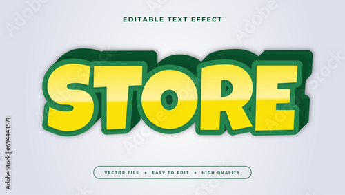 Yellow white and green store 3d editable text effect - font style