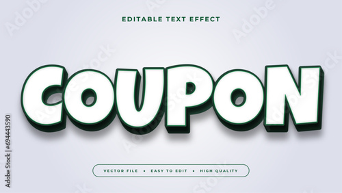 Green and white coupon 3d editable text effect - font style