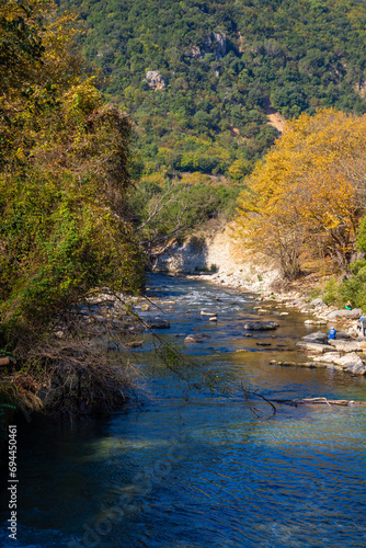 Beautiful view of Voidomatis River from kleidonia Bridge in Zagorochoria Epirus Greece