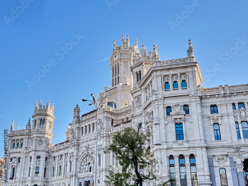 Cibeles Palace, former Communications Palace, is the seat of Madrid City Council. Town Hall building in Cibeles square. Madrid, Spain, Europe. December 2023