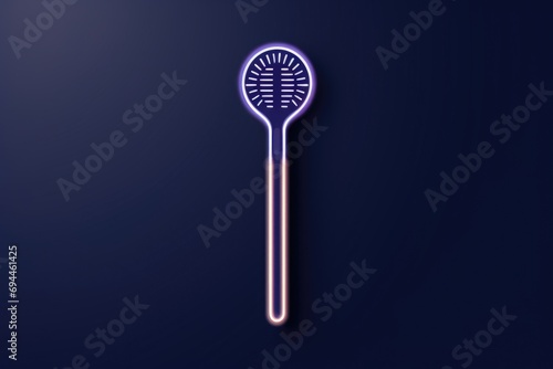 A tennis racquet on a dark blue background. Suitable for sports and fitness-related designs