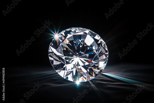 A stunning large diamond placed on a sleek black surface. Perfect for luxury and jewelry concepts