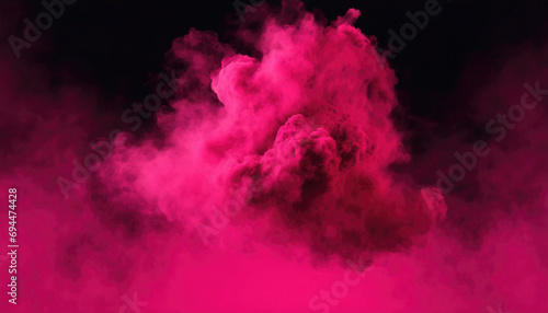 Abstract cloud of vibrant pink smoke against a contrasting dark background, creating a moody and mysterious atmosphere.