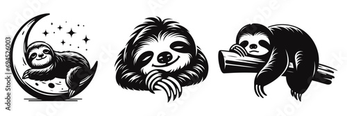 Sloth sleeping, mascot logo, tee shirt design, vector illustration.