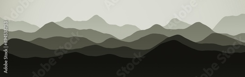 nice hills slopes mountainscape - panoramic picture computer graphics texture background illustration