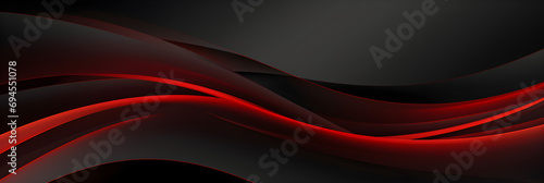 Dark grey black wavy abstract background with red waves glowing lines design for social media post, business, advertising event. Modern technology innovation concept background