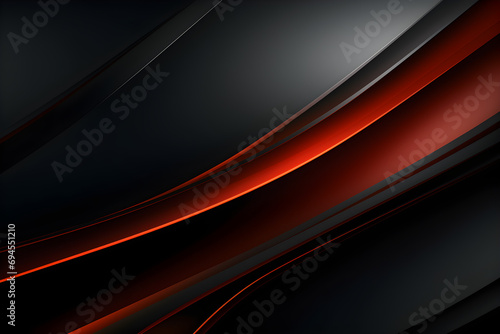 Dark grey black abstract background with red glowing curve lines design for social media post, business, advertising event. Modern technology innovation concept background