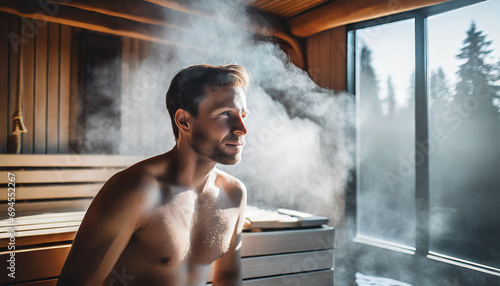 uomo nordico in sauna 
