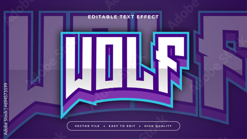 Purple violet blue and white wolf 3d editable text effect - font style