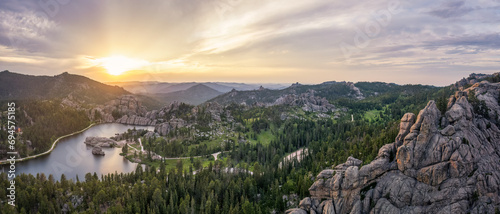 Sunset on Sylvan Lake at Custer State Park in the Black Hills of South Dakota