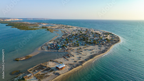 Drone picture of a small fishing village in Madagascar