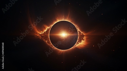 total solar eclipse 2024 sun moon landscape generative art